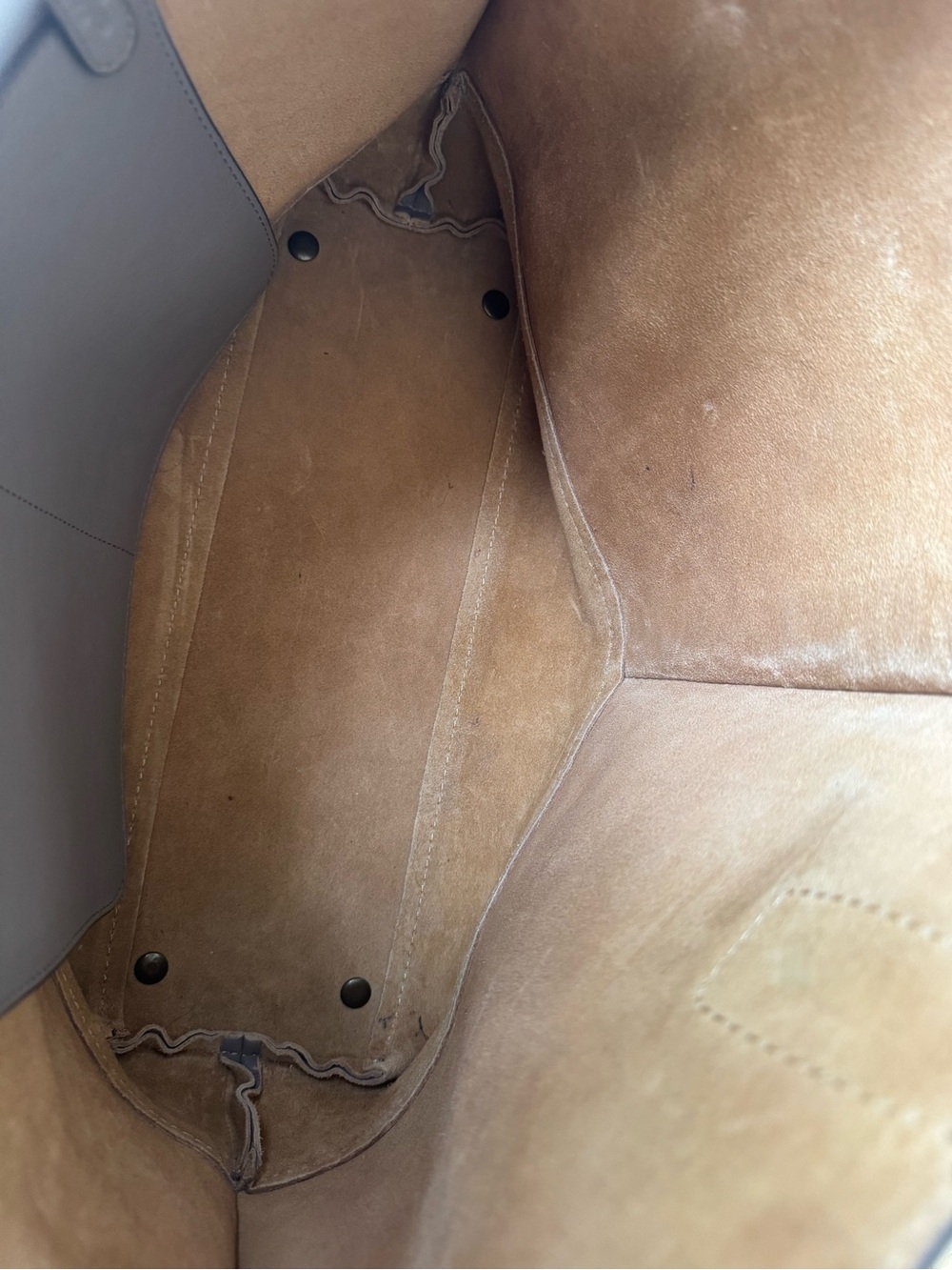 Frye Taupe Leather Tote Bag Shoulder Shopper - Picture 6 of 8